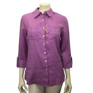INVESTMENTS  $69 GOLD LABEL NON IRON 100%‎ LINEN TOP 10 Pet NWT
